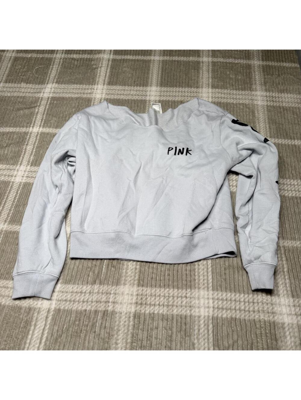 Victoria's Secret Women's Blue and Grey Sweatshirt